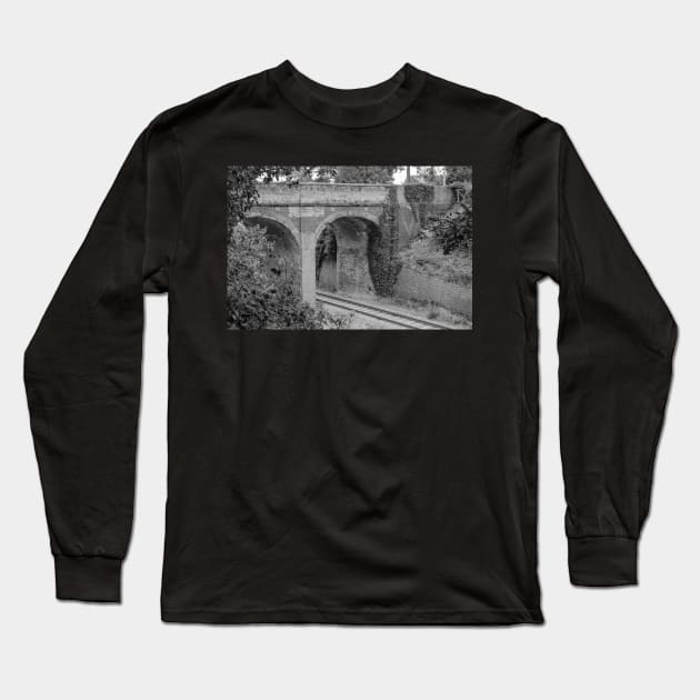 Brick built bridge over the railway line in rural Norfolk Long Sleeve T-Shirt by yackers1